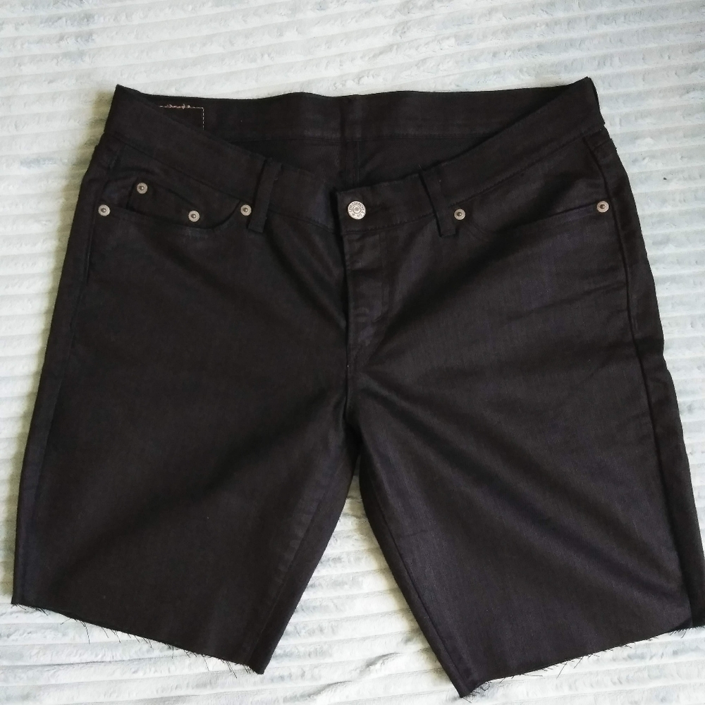 Levis waxed denim jean shorts